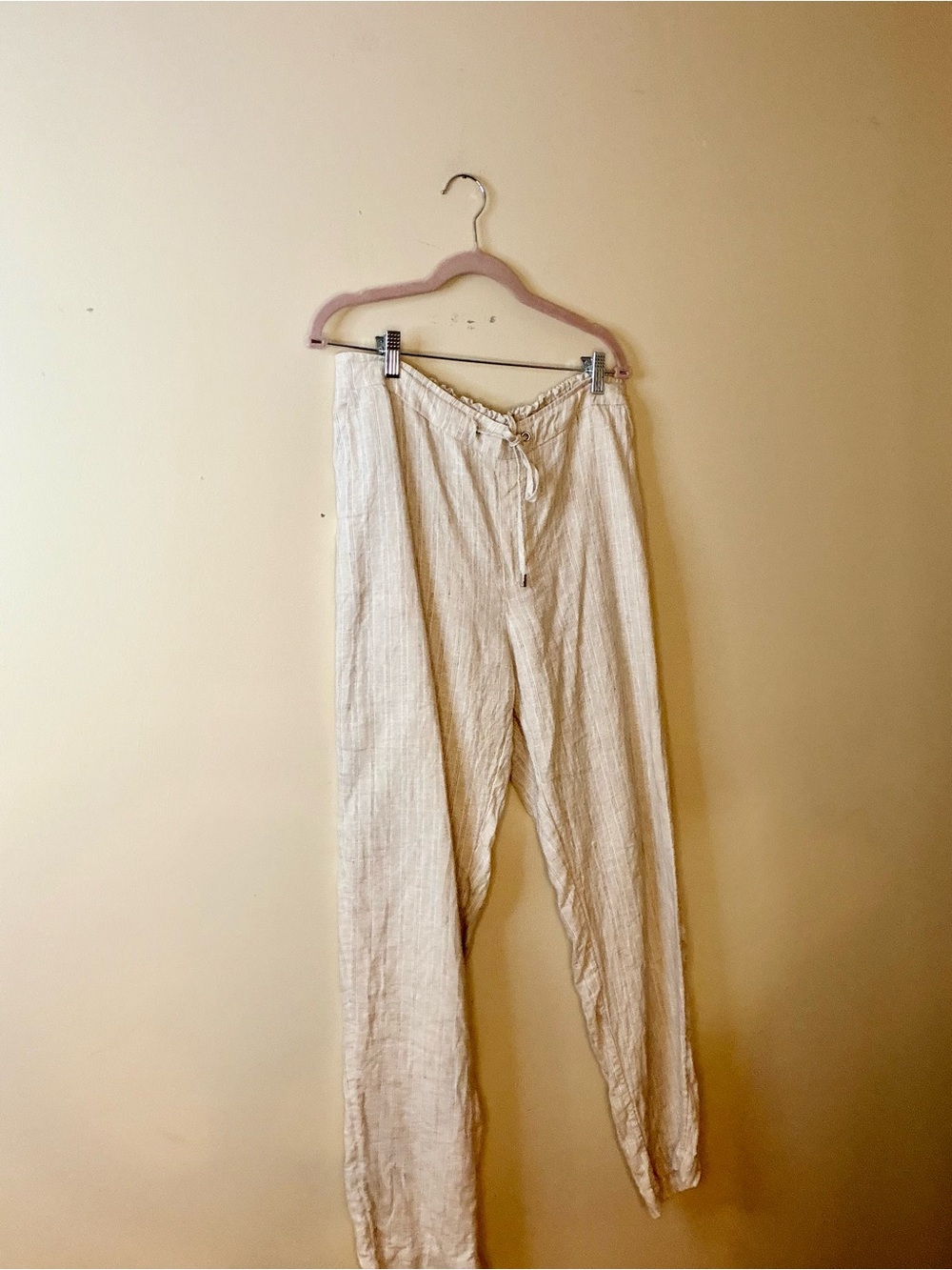 Chico's women’s Cream Drawstring linen Pants